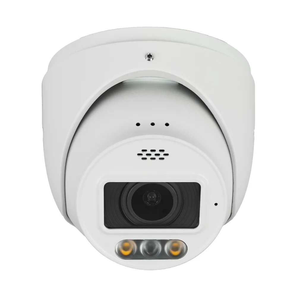 Luma X20 turret security camera in white, with active deterrence lights