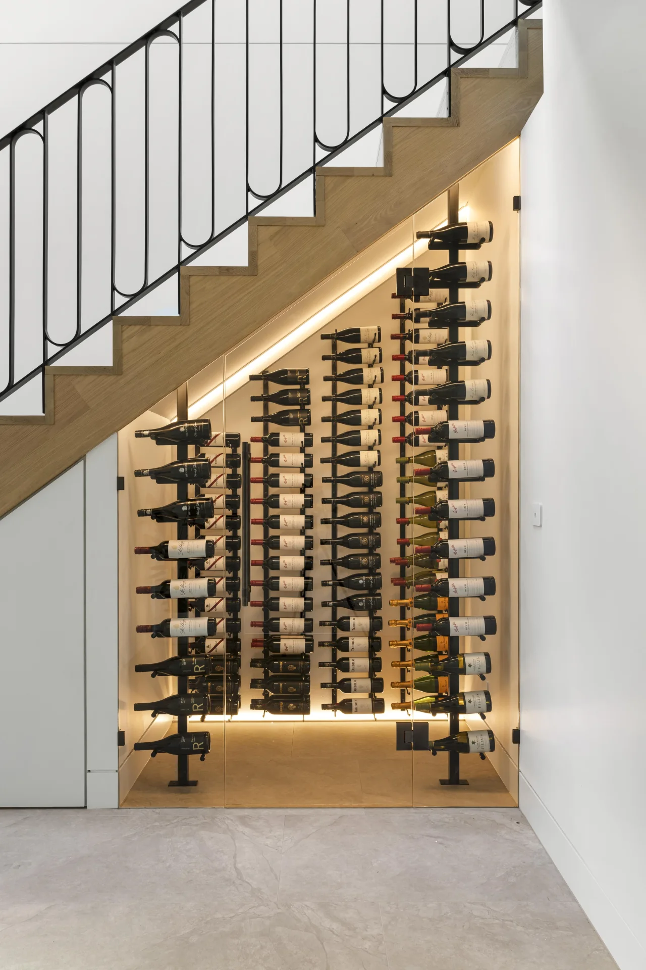 Architectural wine display in the Mont Albert NorthTech smart-home project